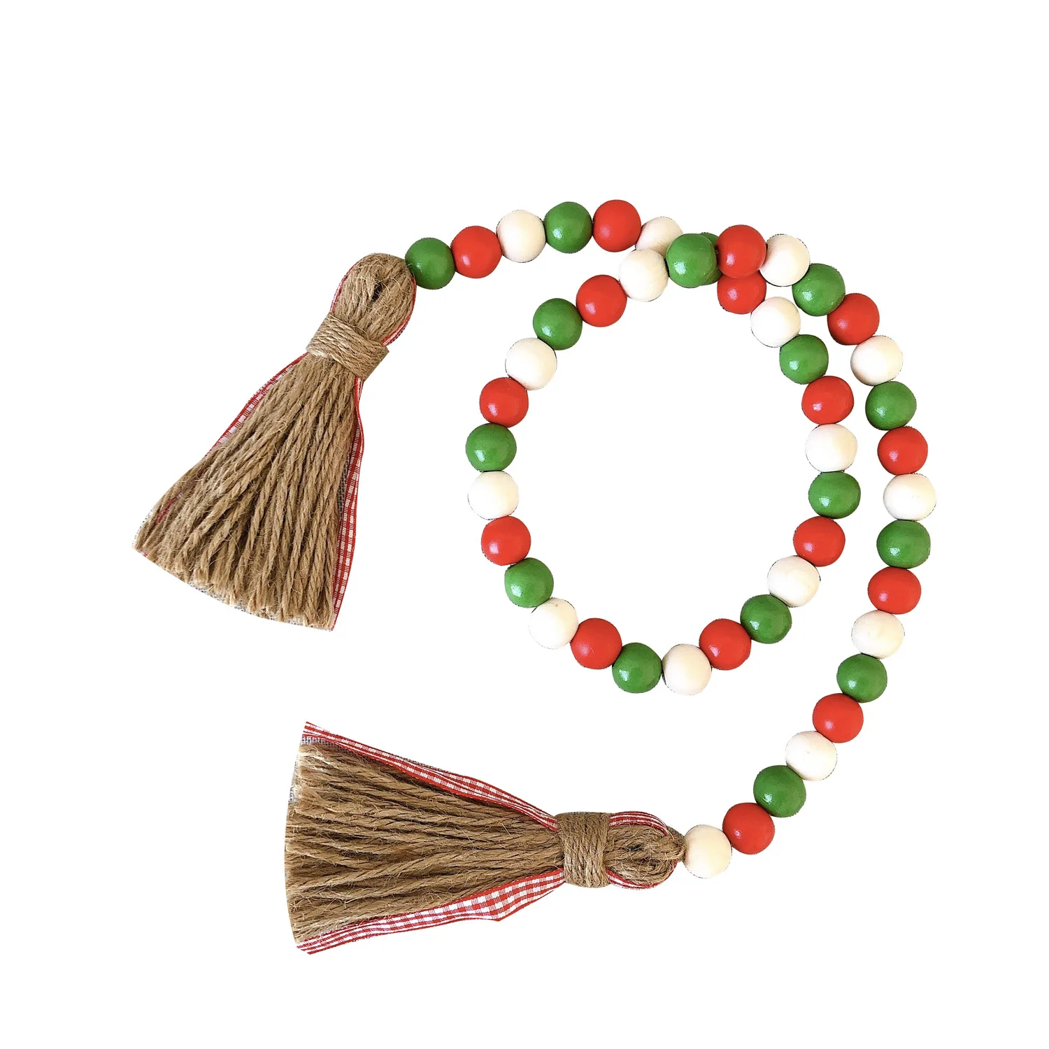

Decoration Color Woodedn Beads Creative Hemp Rope Tassels Beaded Children's Home Decor Ornaments New Year's Decorations