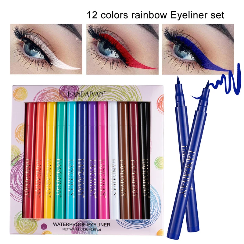 

Color Eyeliner Kit 12 Colors/pack Matte Waterproof Liquid Colorful Eye Liner Pencil Set Makeup Cosmetics Long-lasting