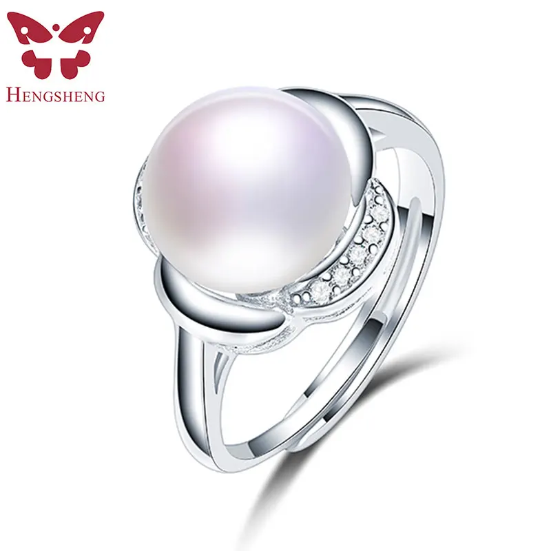 

Four-petal Flower Genuine Natural Pearl Ring, 925 Sterling Silver Rings for Women Wedding Ring Wedding Rings Silver 925 Jewelry