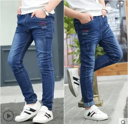 9039 thin jeans Г. Весенние детские джинсы для мальчиков однотонные тонкие джинсы для маленьких мальчиков, повседневные джинсы для больших мальчиков длинные брюки - Цвет: 9039 thin jeans