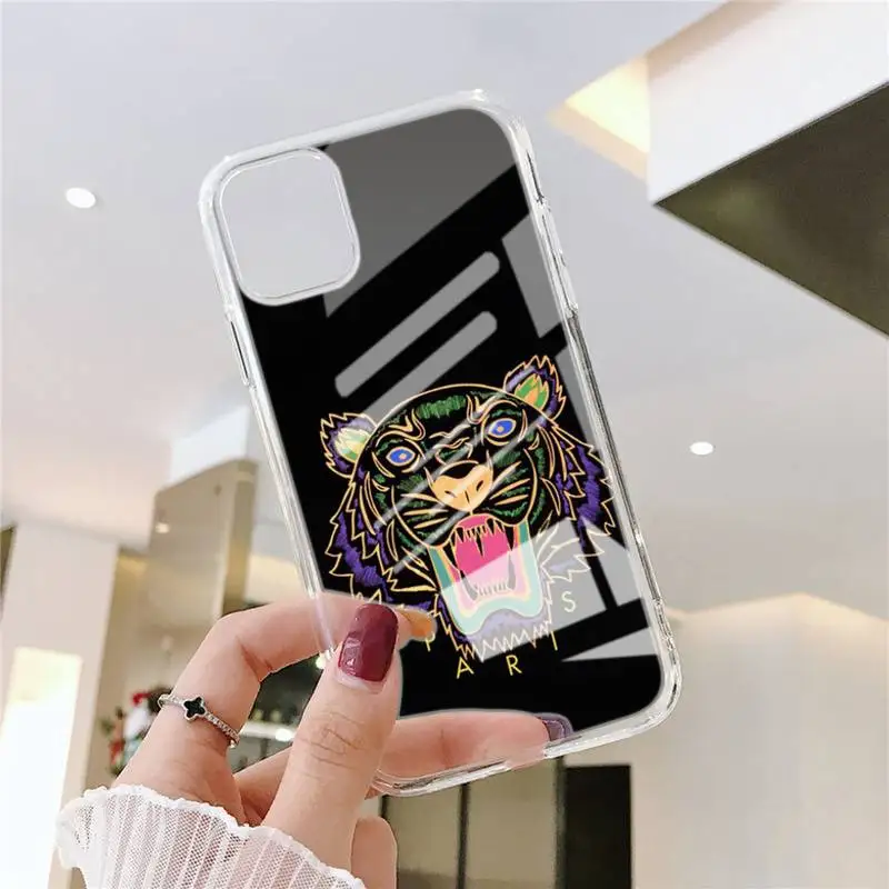 

Luxury Tiger Head Brand-compatible Phone Case Transparent Case For Iphone 6 6s 7 8 Plus XR X XS 11 12 Pro Max