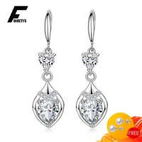 fuihetys fashion earrings 925 silver jewelry with zircon gemstone korean style drop earrings ornaments for women wedding party