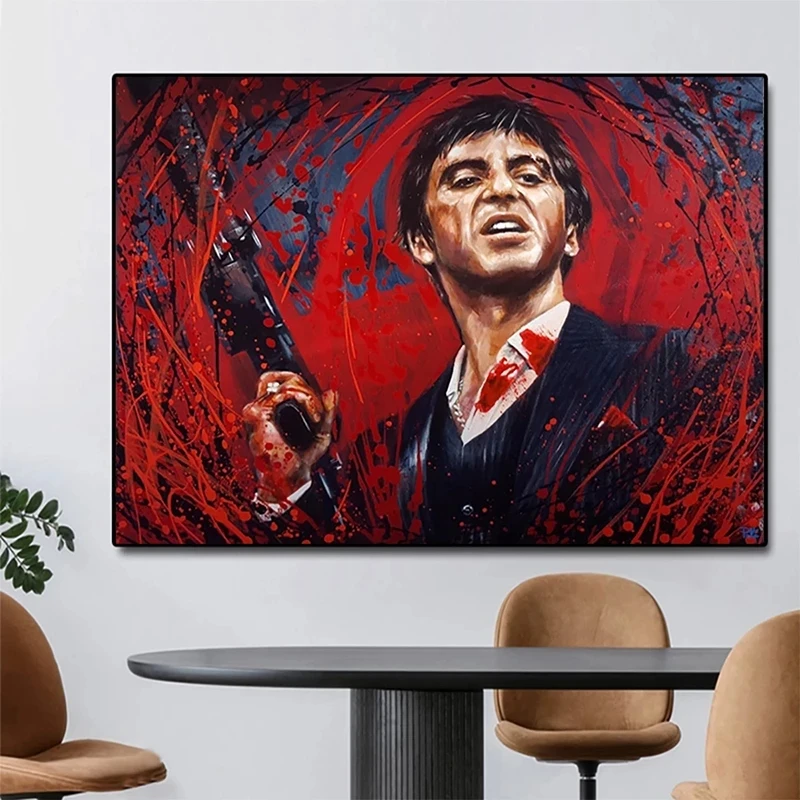 

Graffiti Figure Portrait Canvas Paintings Tony Montana Posters and Prints Pacino Scarface Movie Wall Pictures Home Decoration