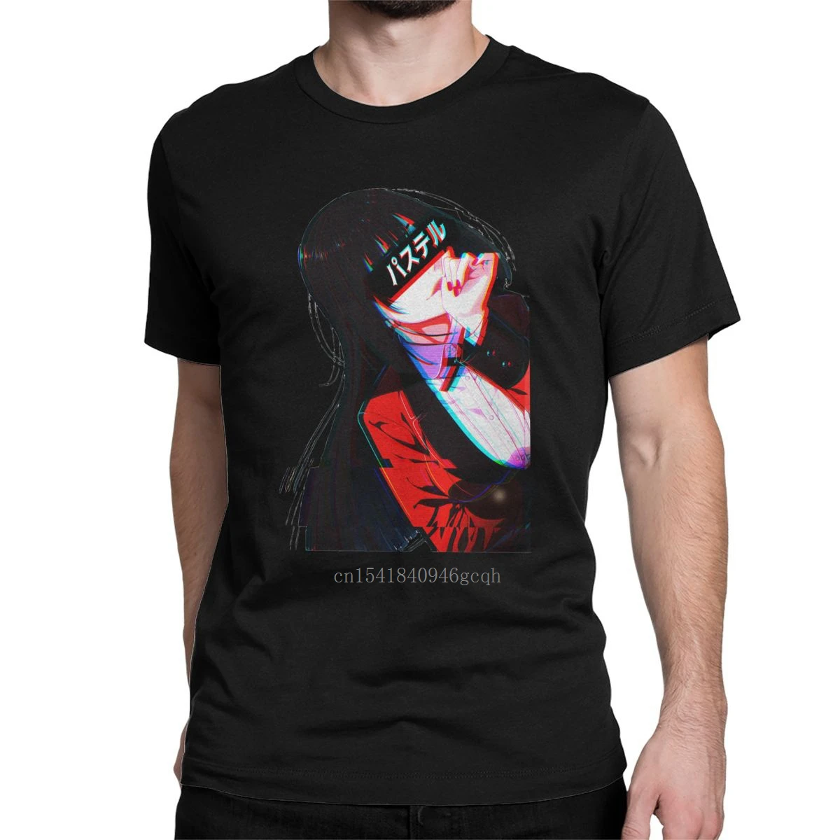 

Aesthetic Cyberpunk Kakegurui T Shirt Men's Pure Cotton Funny T-Shirts Round Neck Anime Japan Tee Shirt Clothes Unique