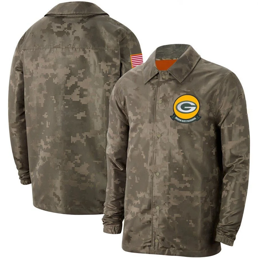 

Green Bay Men's Camo Packers Salute to Service Sideline Full Zip Lightweight Jacket