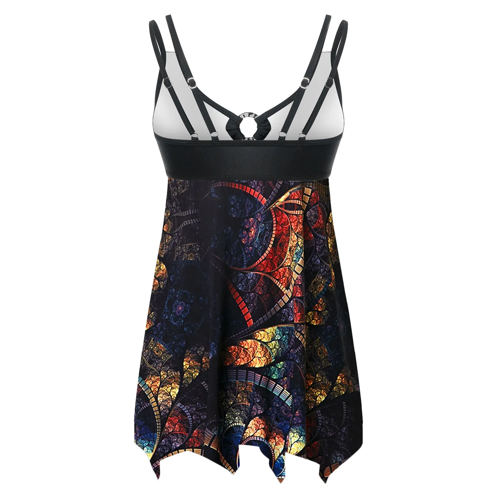 

Fashion Women Printed Patchwork Bikini Push-up Padded Swimwear Floral Print Geometric Swimsuit Casual Beachwear Set