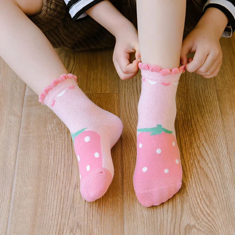 

5Pairs/Lot Children Socks Autumn Winter Thicken Soft Cotton Cartoon Baby Girl Short Socks Casual Boy Socks 1-12 Yrs Kids Socks