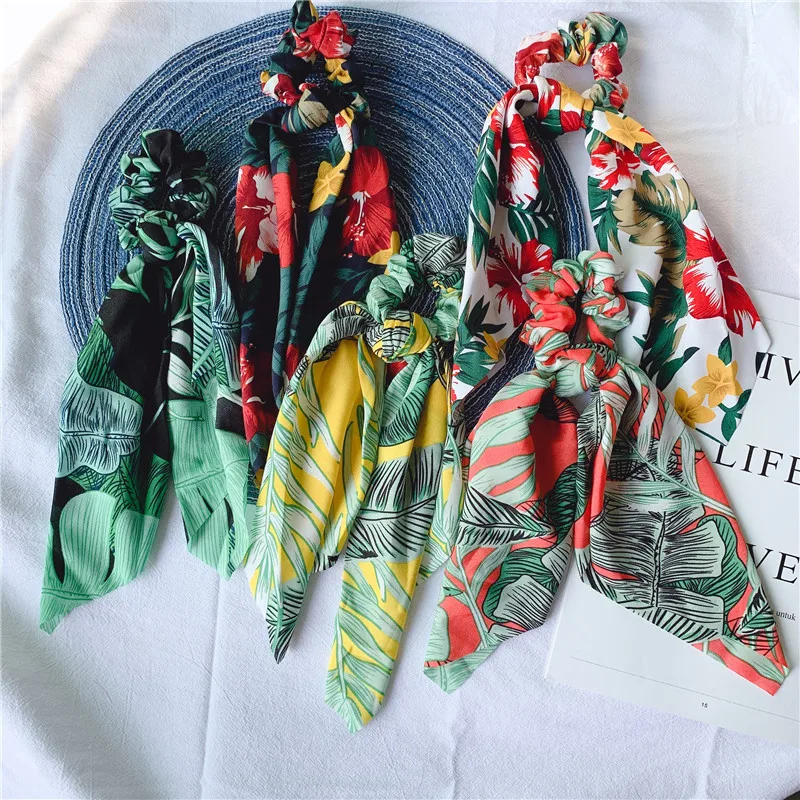 Женские резинки для волос с бантом в стиле бохо модные принтом держатель