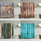 Занавеска для душа с деревянной дверью и принтом, водонепроницаемые шторы для ванной из полиэстера, декоративные наборы для ванной с 12 крючками