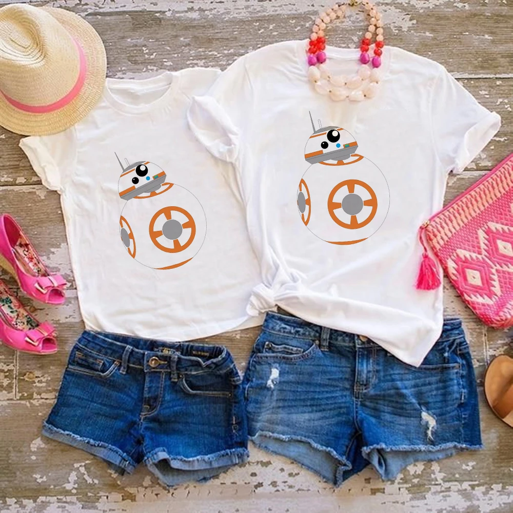 

Famliy Look Graphic Star Wars Movies Fashion Casual Cute Robot BB-8 Print Children Tees Tops Kids Clothing Adult Unisex T Shirt