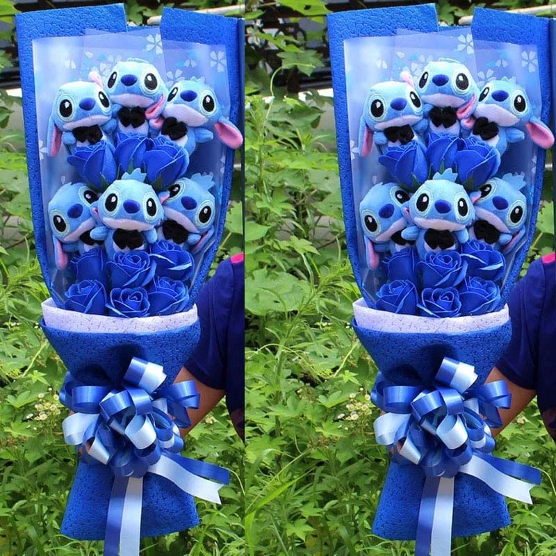 Disney Stitch Flower Bouquet Cartoon Lilo Plush Toy Doll Gift Box Children Xmas Birthday Gifts Valentine | Игрушки и хобби