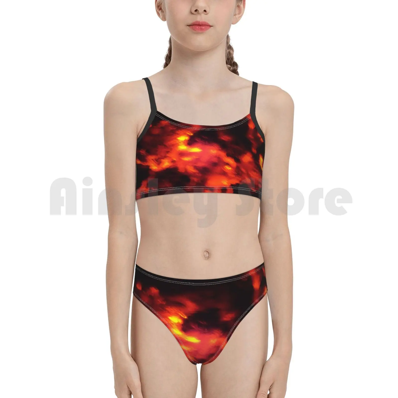 Жвачных купальник бикини на подкладке с высокой талией огонь оранжевом цвете