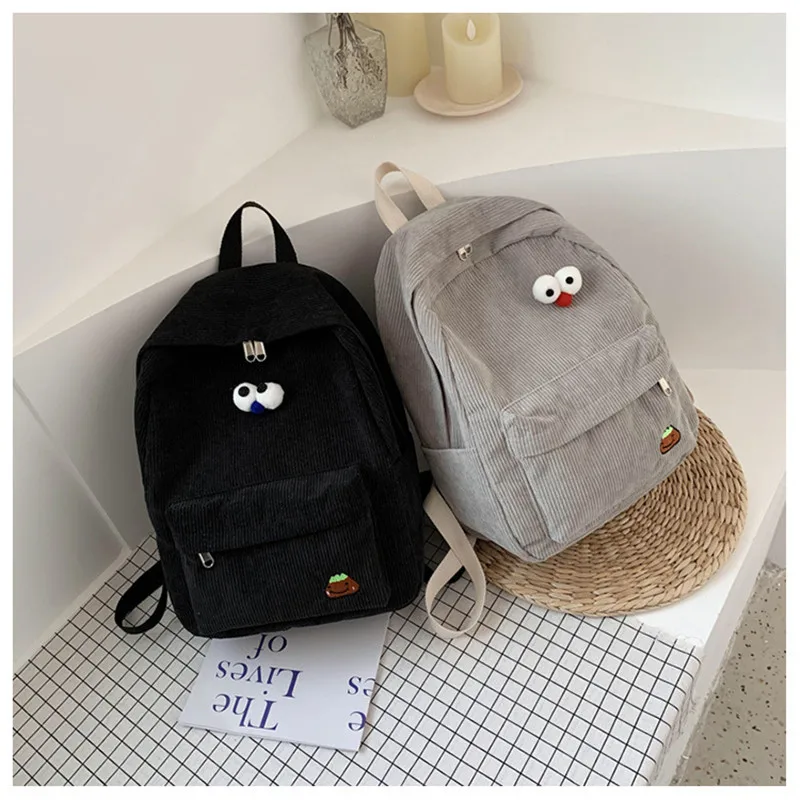 

Backpack Female Corduroy Design School Backpack For Teenage Women 2021 Waterproof Nylon Multi Pocket Travel Backpacks