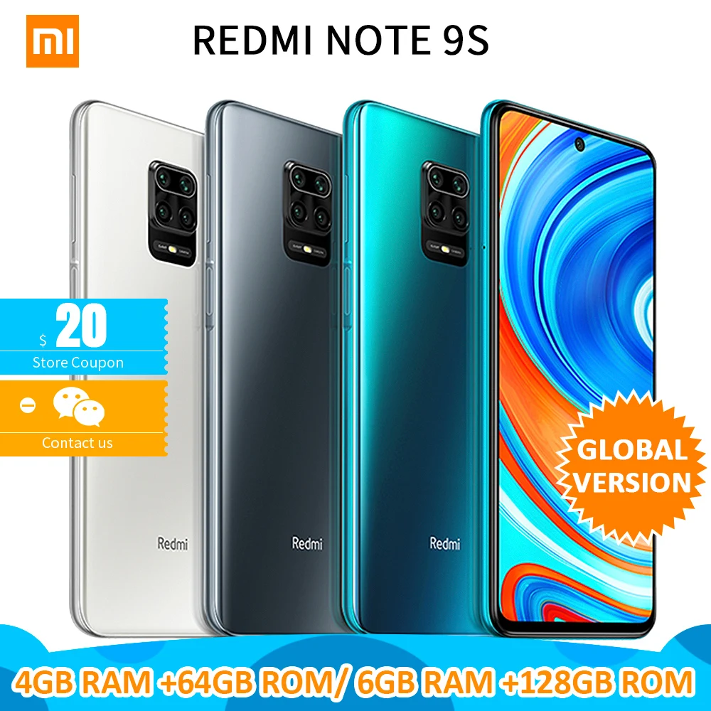 В наличии Смартфон Xiaomi Redmi Note 9S 9 S глобальная версия 4 Гб + 64 ГБ Snapdragon 720G