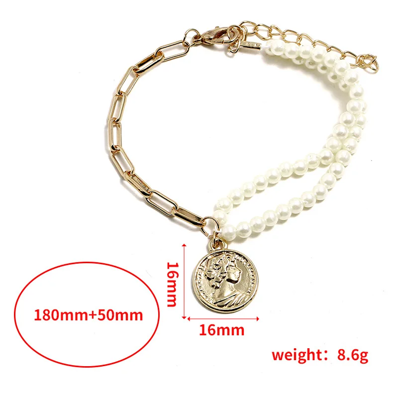 Find Me New Brand Fashion Vintage Imitation Pearl Bracelet Boho Double Big Coin Bangle &amp For Women Jewelry Wholesale | Украшения и