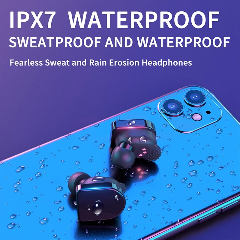 

Wireless Headphones with Microphone Bluetooth 5.0 Headset Waterproof Charging Box Tws Earbuds for Sports Game