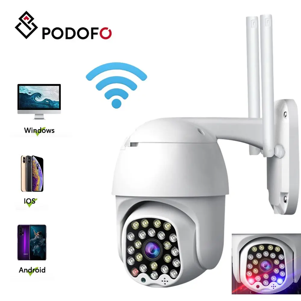 

PODOFO ip-камера с 23 светодиодными лампами, две антенны, Onvif, Wi-Fi, 2 МП, 1080P, внешняя беспроводная инфракрасная камера видеонаблюдения