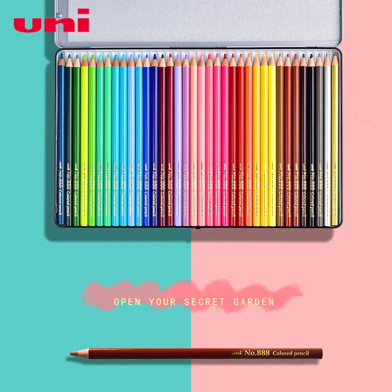 Uni 888 Color Pencil Classic Limited Edition Oily 36 Color Color Lead Painting Color Lead Metal Box Set Drawing Drawing Pencil