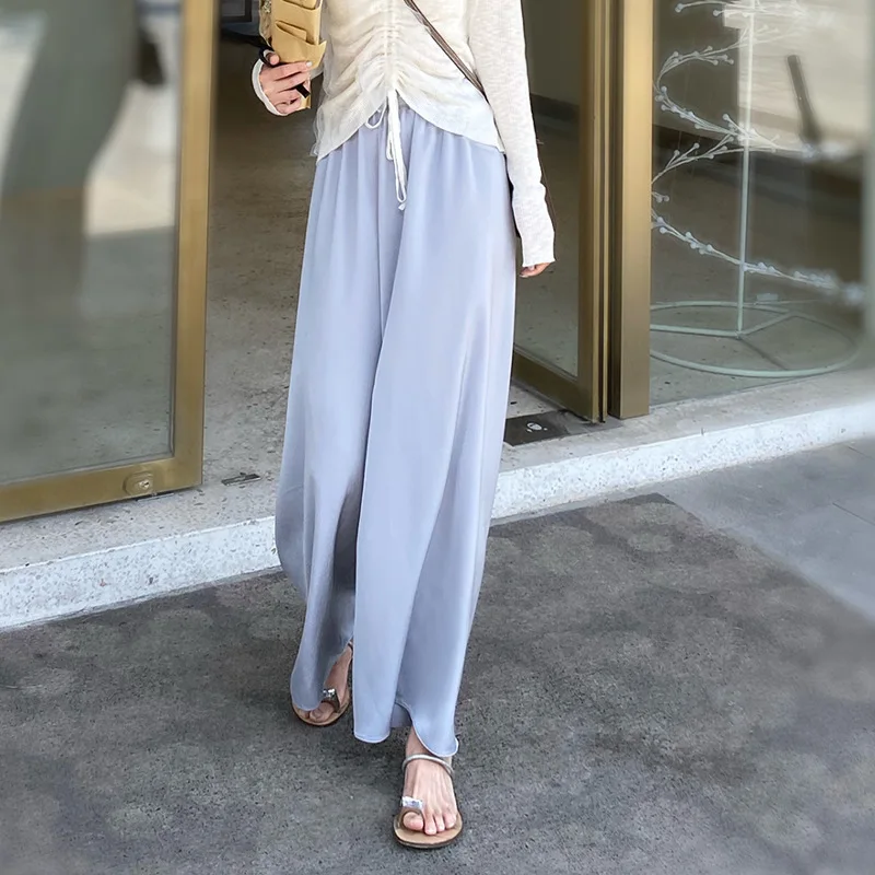You walk/cloud satin is pants hang down loose feeling female trousers straight wide-legged | Женская одежда