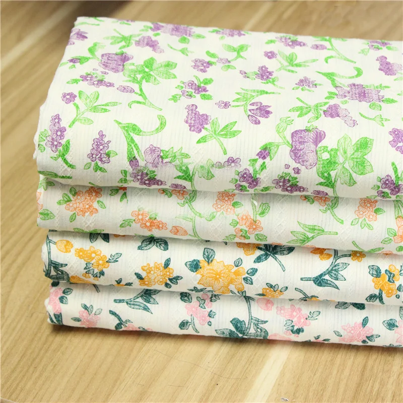 

Flower Stretch Knitted Fabric Rib Cotton Single Jacquard Fabric Can Sew Baby Hakama And Headscar fabric for sewing