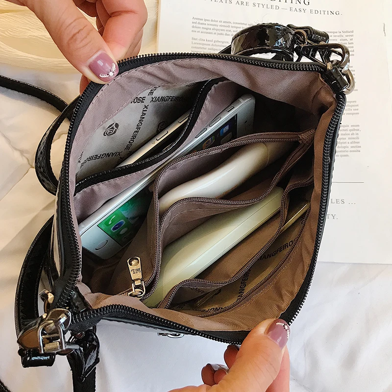 

Luxury Patent Leather Crossbody Bags For Women 2019 New Fashion Hobos Designer Handbag Leopard Clutch Bag Ladies Bolsa Feminina