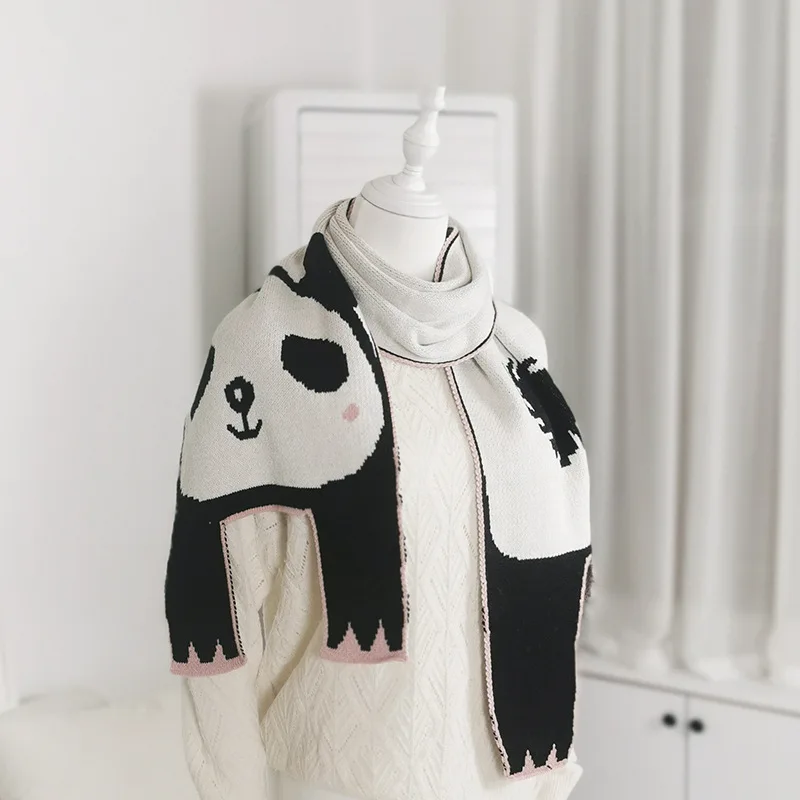 

Зимний шарф для всей семьи, шерстяной шарф с мультяшными животными, мягкая шаль для мальчиков и девочек, детские шарфы, аксессуары, семейная ...