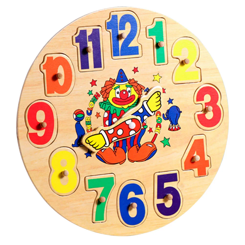 

1 set of Wooden Clock Clown Puzzle Educational Sorting Clock Design