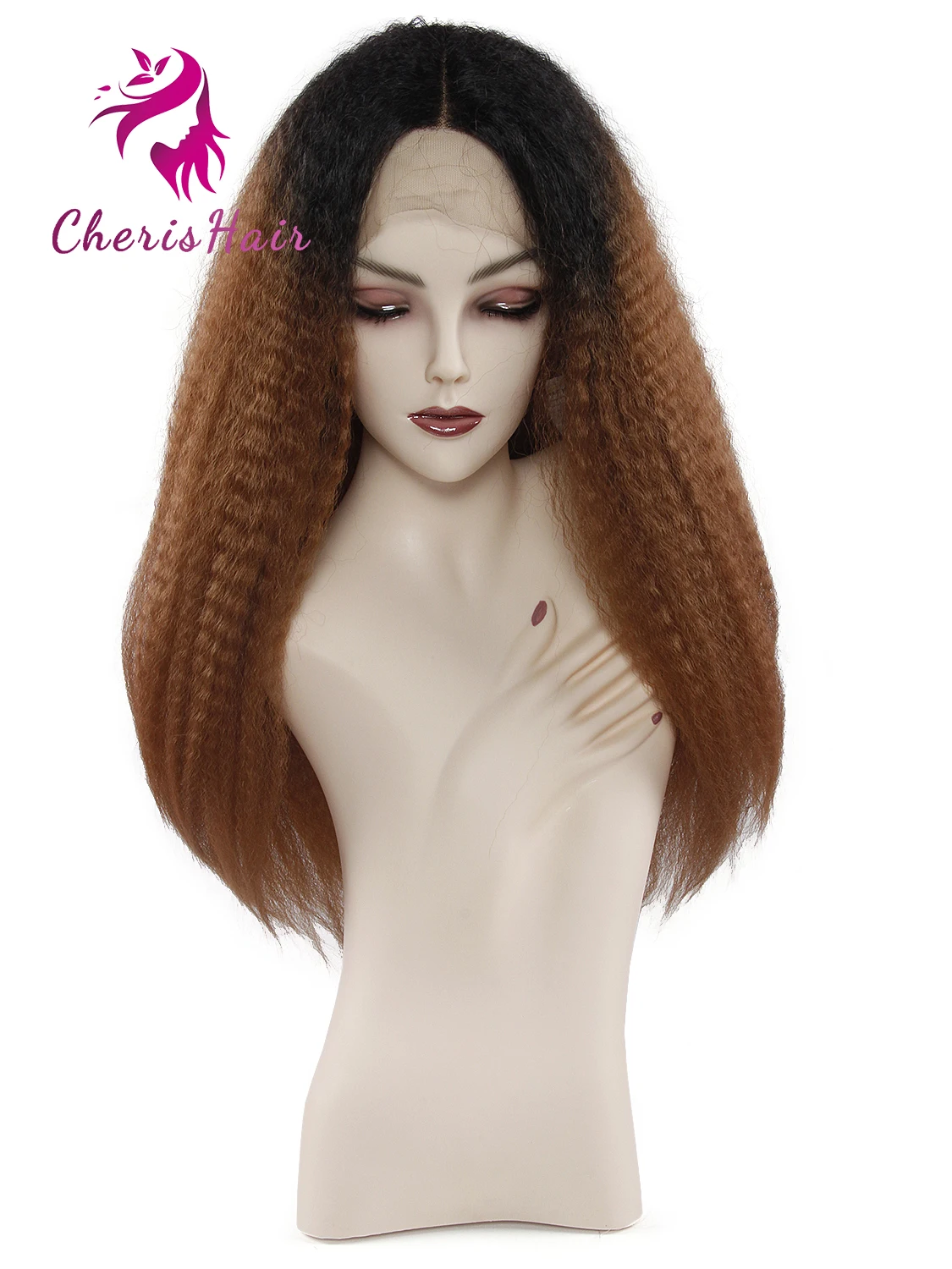 24 ''синтетический парик на кружеве для женщин Омбре коричневый кудрявые
