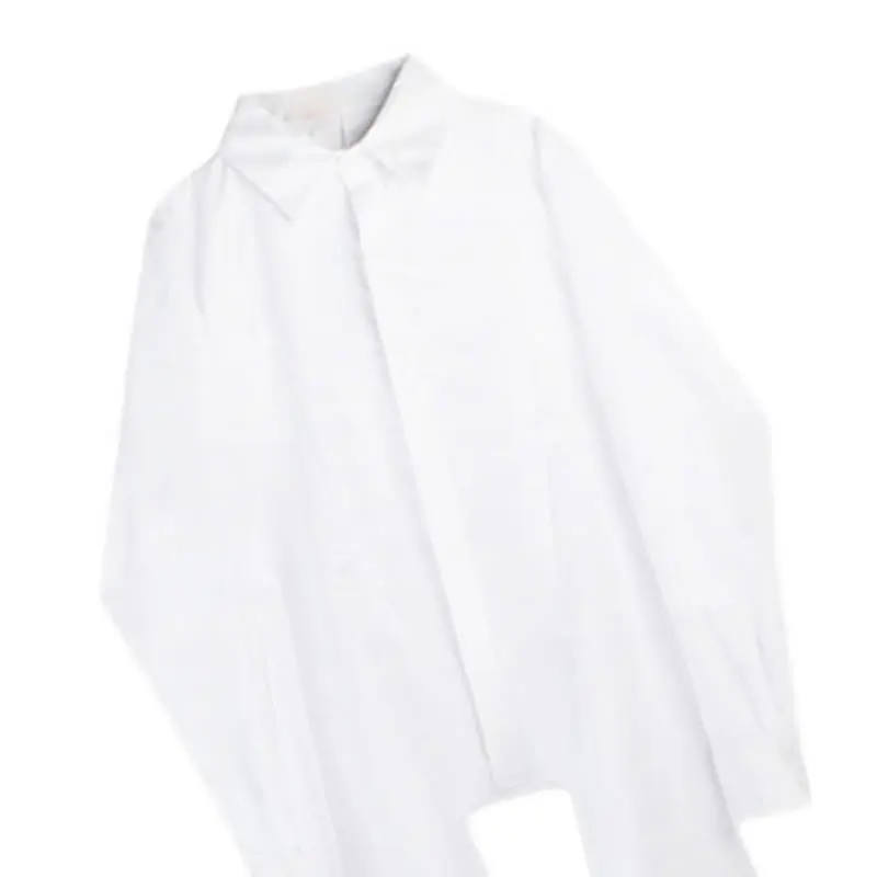 

XITAO Irregular Blouse Fashion New Women White Pleated Goddess Fan Casual Style Single Breast 2021 Summer Minority Shirt WLD6264