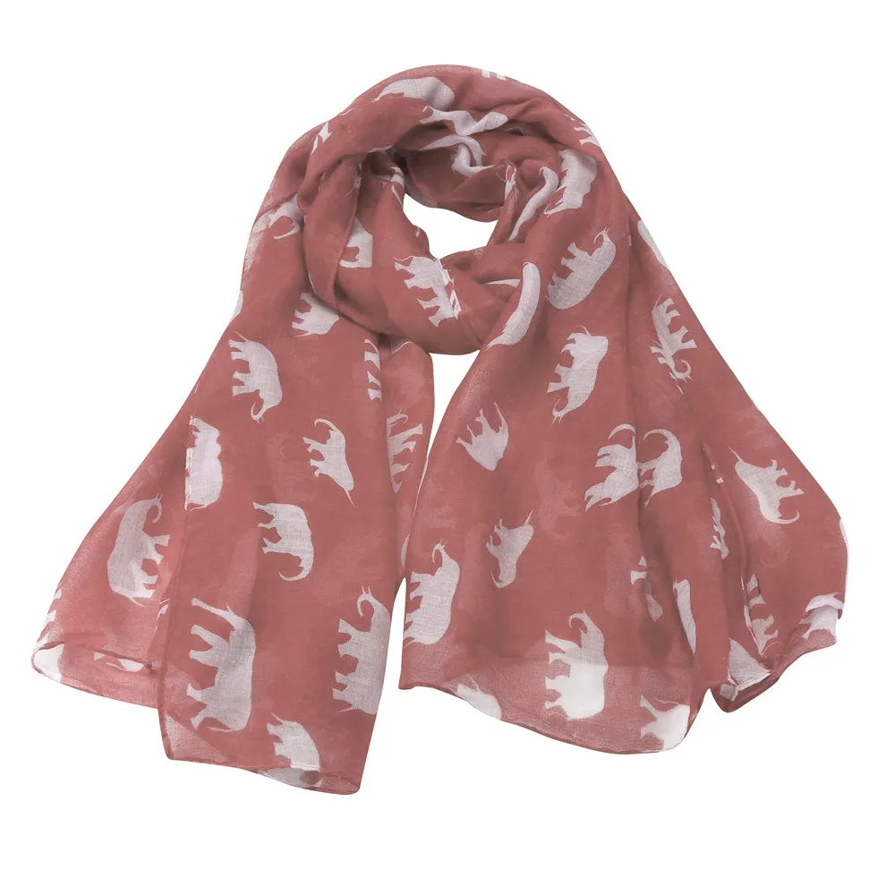 Thin Shawls Floral Print Scarf For Ladies Satin Scarf Lady Womens Long Cute Elephant Print Scarf Wraps Shawl Soft Scarves