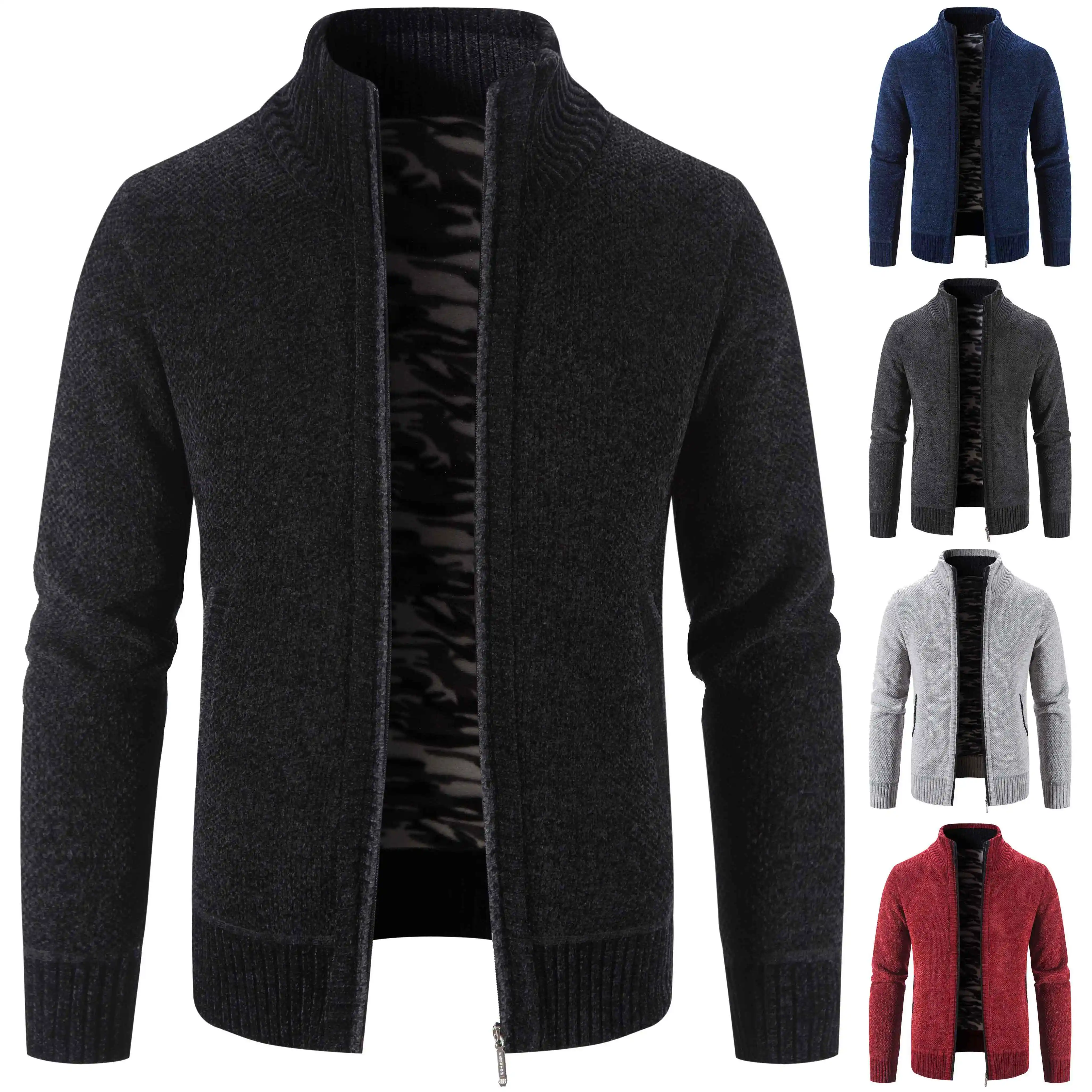 

Men's cardigan winter sweater coat casual sports men's wear warm wool sweater solid color trend handsome jacket