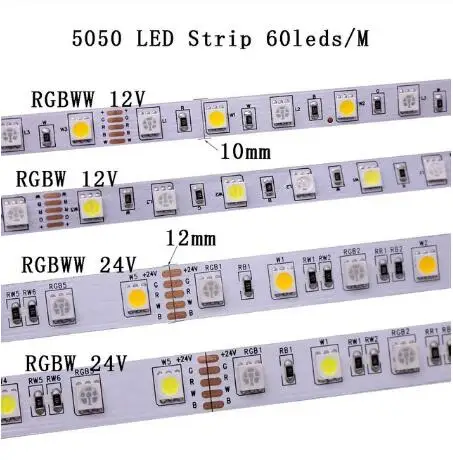5050 60leds RGBW Светодиодные ленты 5 м 2835 5730 5050 5054 RGB CCT RGBCCT RGBW/RGBWW теплый белый 60/120/240/480 светодиодный 4in1 12V 24V ленты светильник полосы Гибкие - Испускаемый цвет: 5050 60leds RGBW