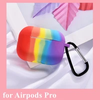 for apple airpods pro 1 2 earphone case rainbow shockproof color soft silicone cover with keychain protective bluetooth wireless