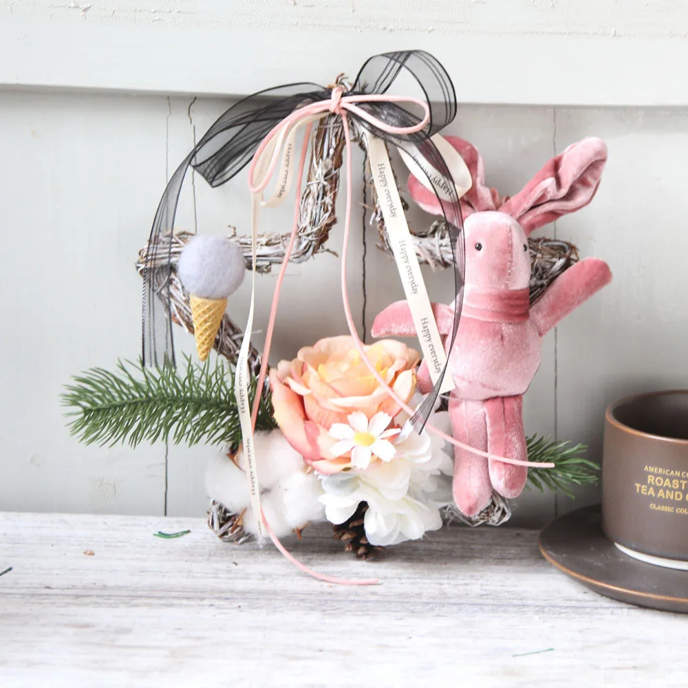 Рождественский венок дверь настенное украшение пентаграмма подвесное с бантом