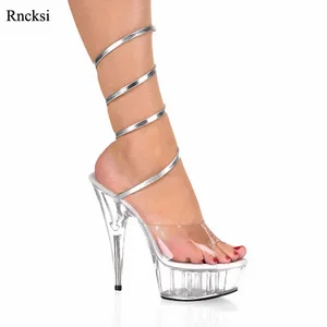 Rncksi transparent Clear waterproof platform 15cm high-heeled Straps sandals for spring and summer Party Dance Party Shoes