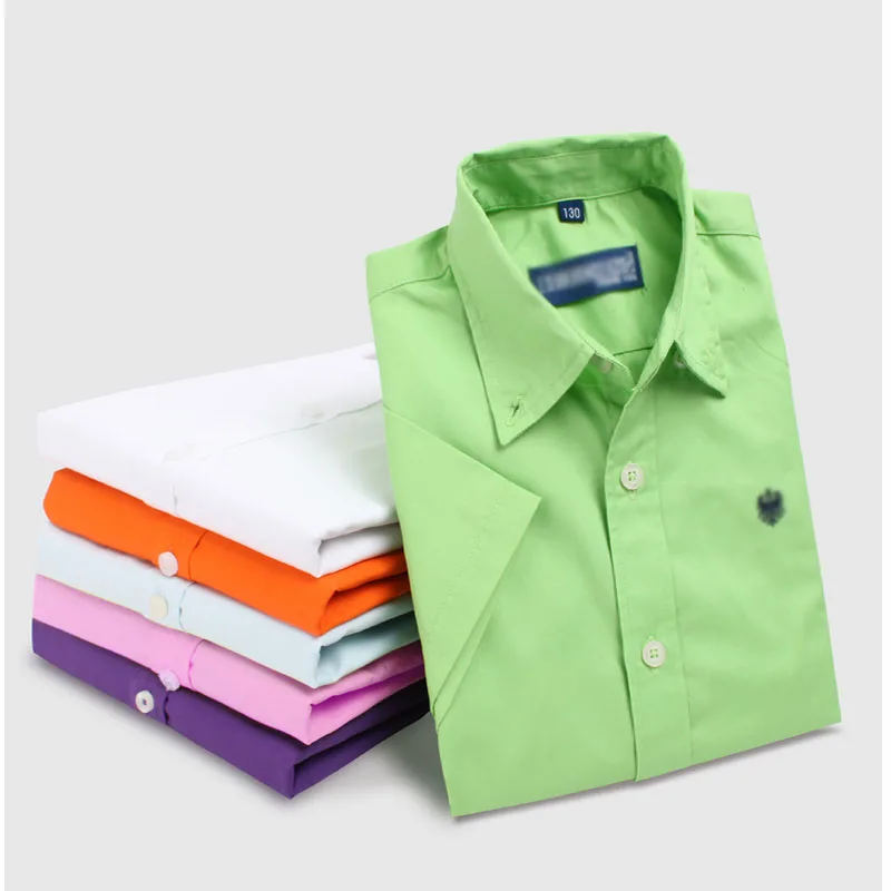 

Summer Children Baby Uniforms Clothes School Boys Shirts With 6 Colors,White Short Sleeve Turn-down Collar Shirt