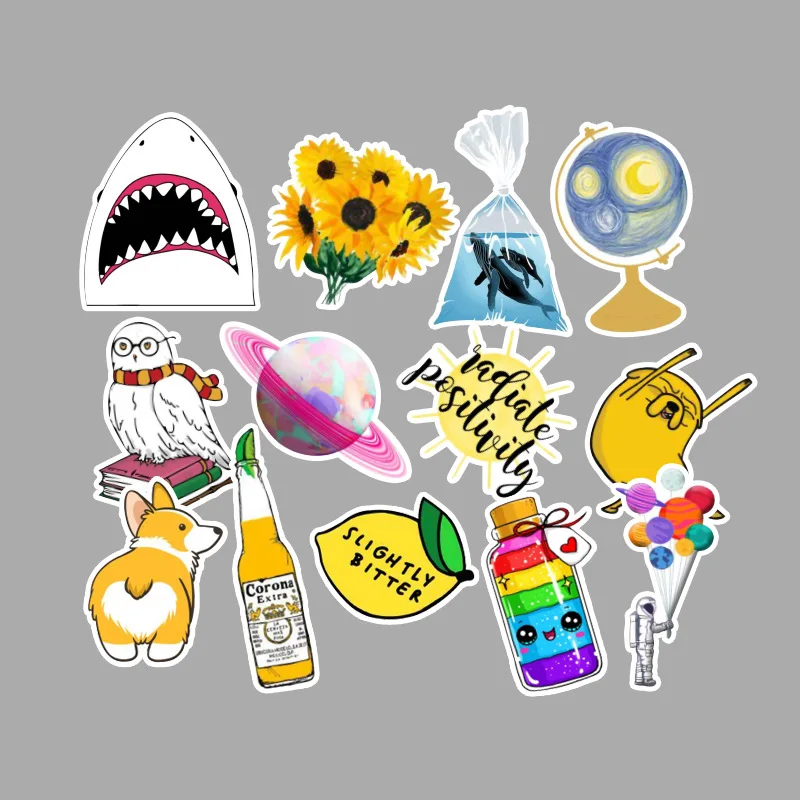 53Pcs/lot Fashion Summer Stickers PVC Toys Decor for Car Laptop Pad Phone Trunk Guitar Bicycle Motorcycle | Автомобили и
