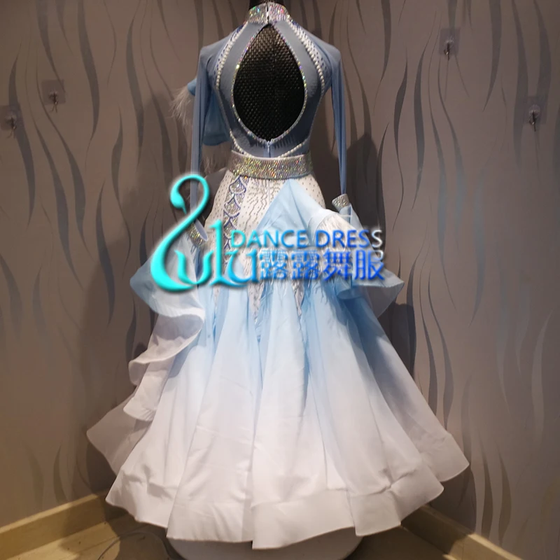 Женское платье для танго и вальса белое танцевальное соревнований по