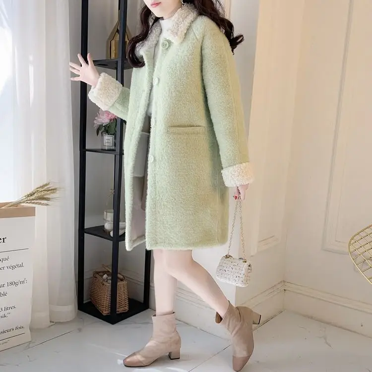 

Imitation Mink Velvet Coats Autumn and Winter Jacket Loose Long Knit Cardigan Coat Female Thickening Sweaters for Women Fashion