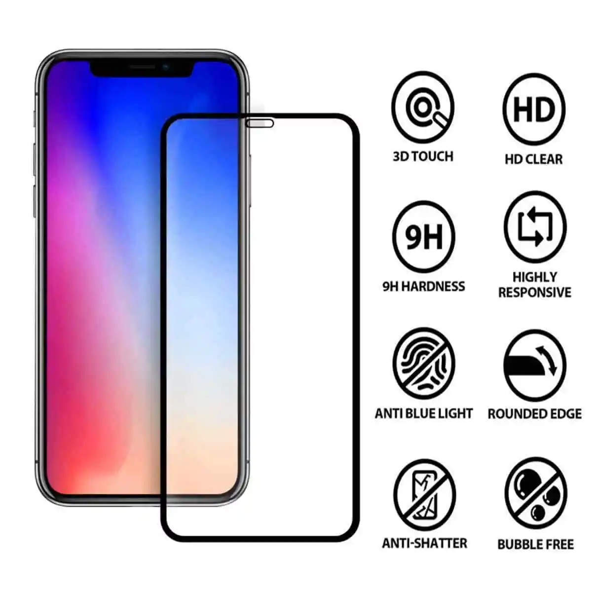 

Закаленное стекло для защиты экрана iPhone XR - Xs MAX - Xs - X с полным покрытием