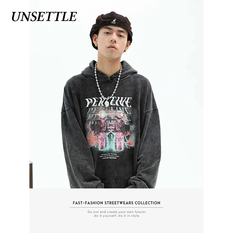 Толстовка мужская оверсайз с принтом в стиле ретро|Мужские толстовки и свитшоты|