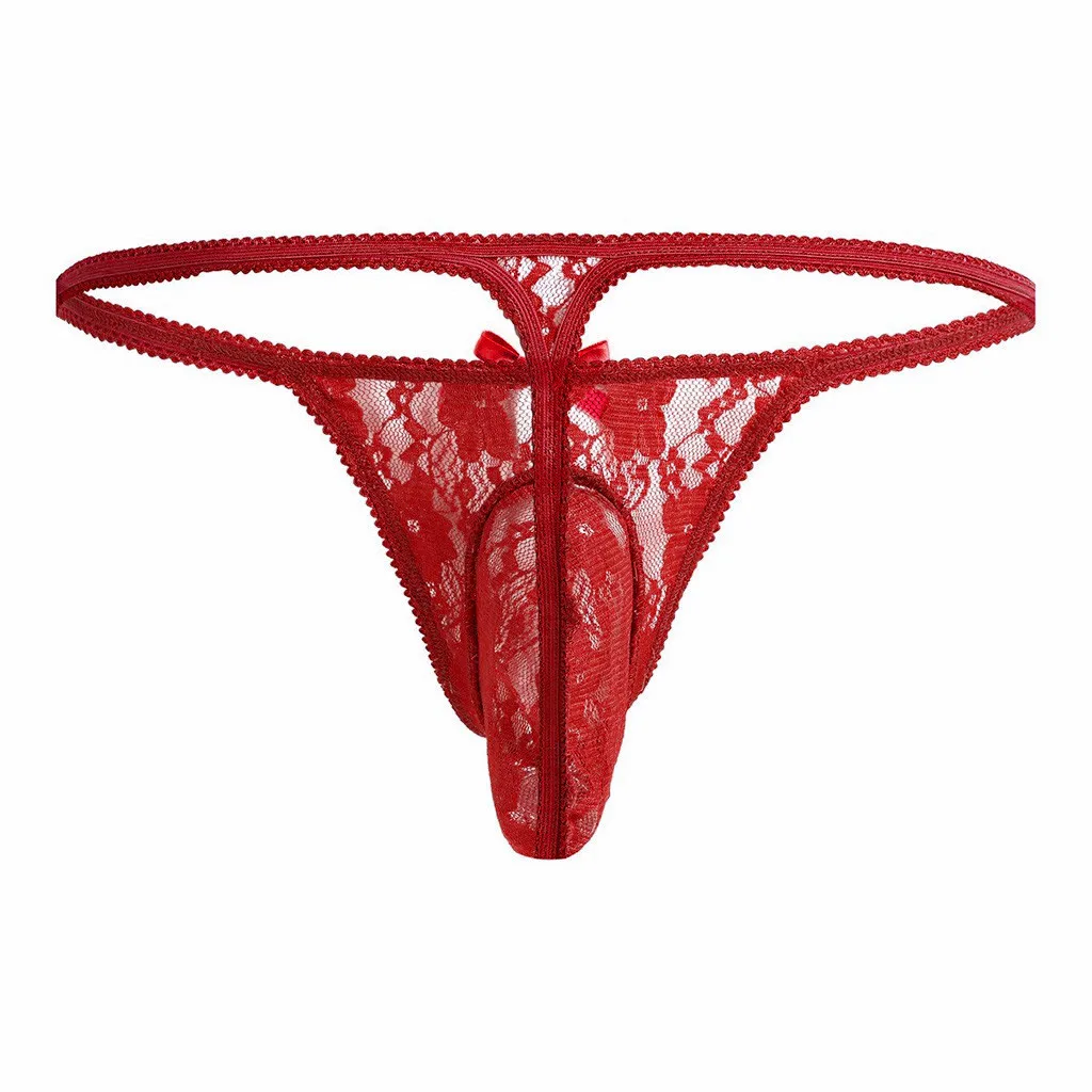 Men's G-String T-Back Shorts Men Underwear Stylish Lace Pattern hombre Sexy G String Cueca Gay Penis Lingerie | Тематическая