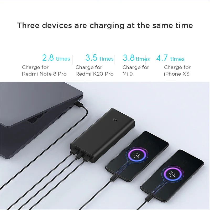 Xiaomi power Bank 20000mAh Quick Charge 3 0 50W литий-полимерный аккумулятор супер вспышка зарядка