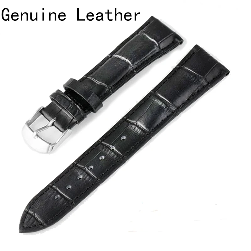 Black Leather Стальной ремешок с пряжкой-бабочкой из крокодиловой кожи, аксессуары для часов, мужские коричневые, черные, 18 мм, 20 мм, 22 мм, ремешок для Iwatch - Цвет ремешка: Black Leather