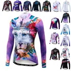 Осенняя Женская велосипедная Джерси с длинным рукавом, одежда для велоспорта с изображением Льва, дышащая футболка для горного велосипеда