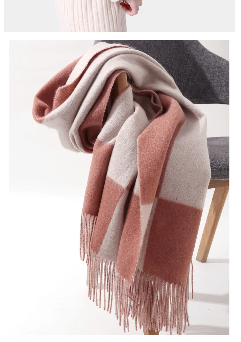 Осень и зима 2020 Новый утолщенный чистый шерстяной женский шарф-шаль двойного