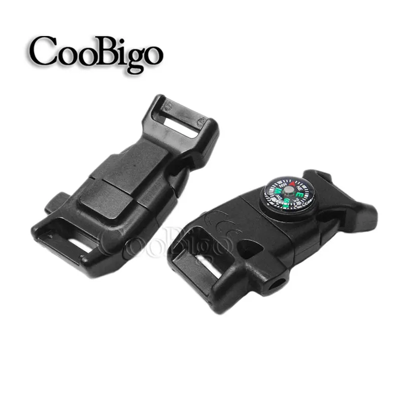10pcs Black 5/8&quotCompass Whistle Buckle Scraper Parachute 550 Cord Paracord Bracelet Project Outdoor Backpack Camp Survival Kits | Дом и