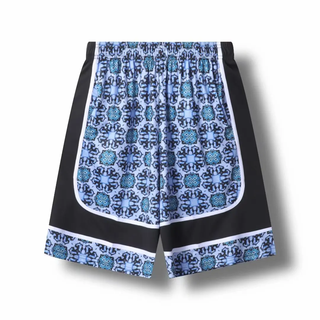 

New men's printed Basketball Shorts outdoor leisure fitness training pants polyester shorts with pocket loose and comfortable