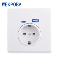 wekpoba type c interface outlet wall pc acrylic panel eu russia spain french standard socket with usb charge port white black