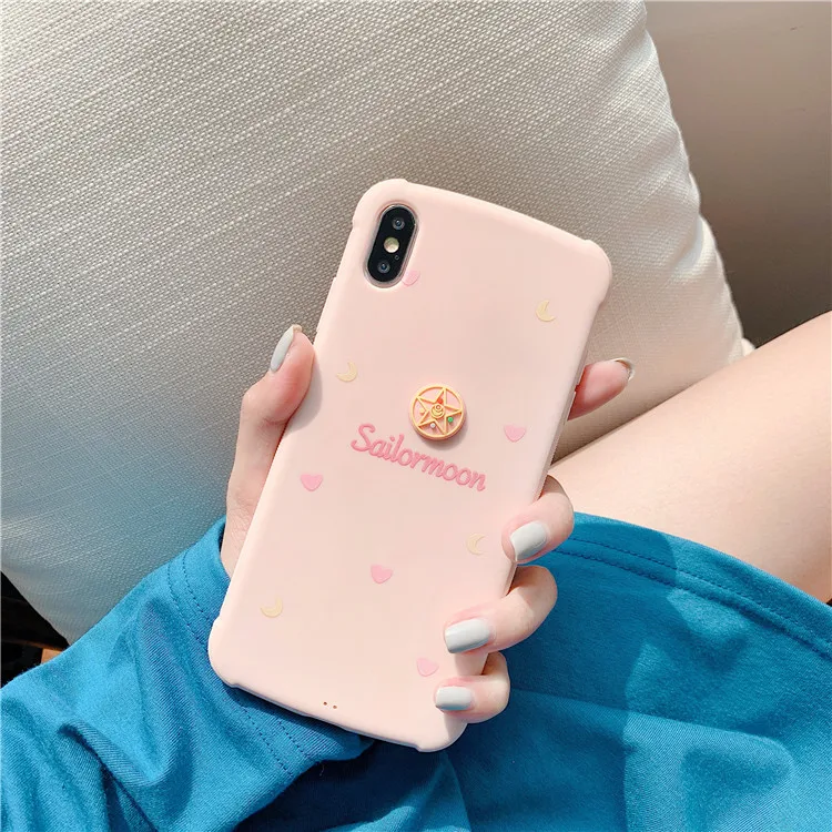 

Pink 3D Sailor Moon Simple Cartoon cute Phone Case for iPhone XS 11 Pro MAX X XS Case silicone cover For iPhone 7 8 Plus SE Case